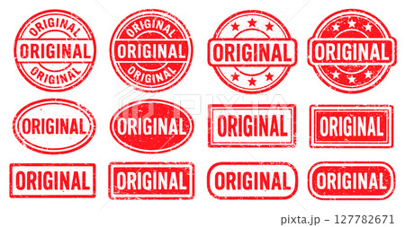 Original Stamp vector set. Original Rubber Stamp design collection. Original Grunge stamp pack. Seal Original. Vector illustration image. Isolated one white background. 127782671