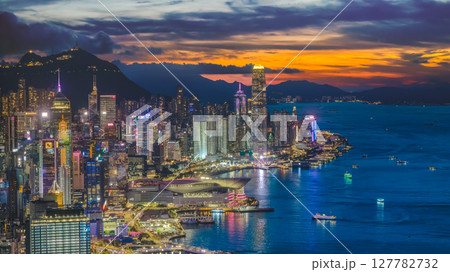 June 24 2025 Twilight Over Central Waterfront Skyline View Hong Kong 127782732