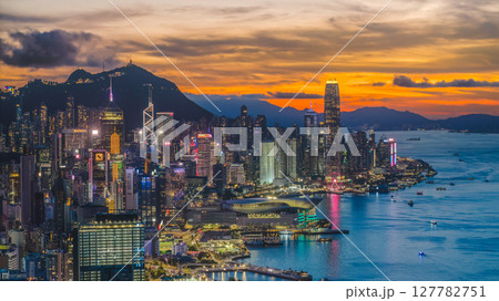 June 24 2025 Twilight Over Central Waterfront Skyline View Hong Kong June 24 2025 Twilight Over Central Waterfront Skyline View Hong Kong 127782751
