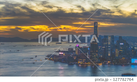 June 24 2025 Sunset Over Kowloon Tsim Sha Tsui Vibrant Cityscape Hong Kong 127782764