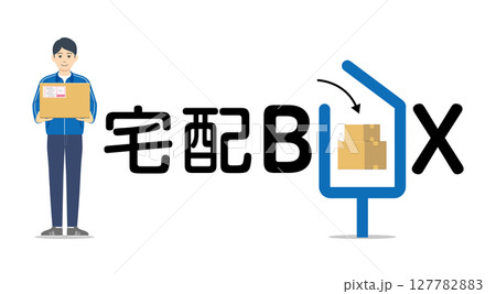 宅配便配達員と宅配ボックス08 127782883