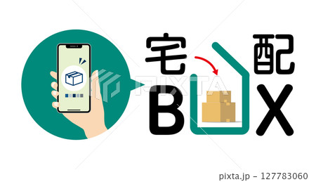スマホと宅配便荷物と宅配ボックス1 127783060