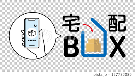 Smartphone, parcel and delivery box 02 127783089