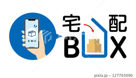 スマホと宅配便荷物と宅配ボックス01 127783090