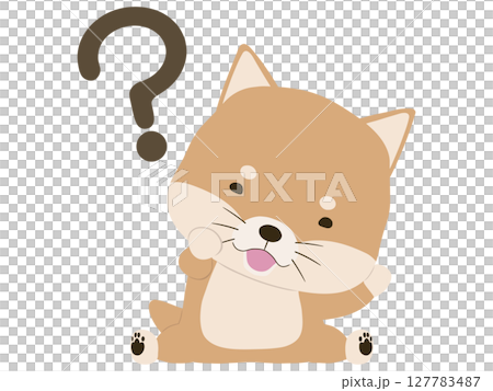 はてなを浮かべる笑顔の柴犬 127783487