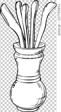 Tea Tools Outline llustration. Tea Tools Outline llustration. 127783651