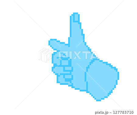 指差しサイン-ドット絵(青) 127783710
