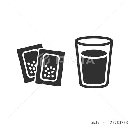 粉薬　顆粒剤　飲み薬　内服薬のシルエットイラスト 127783778