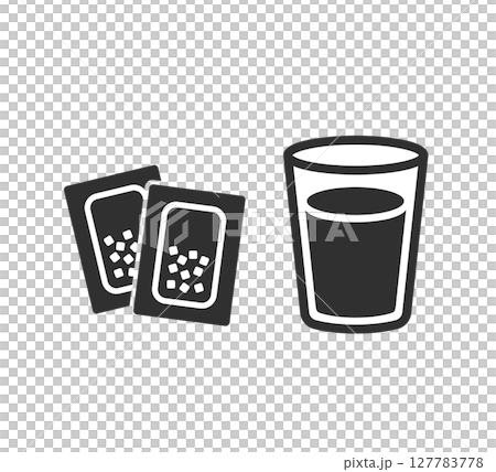 粉薬　顆粒剤　飲み薬　内服薬のシルエットイラスト 127783778