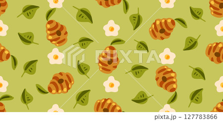 Beehive Flower Leaf Pattern Design 127783866