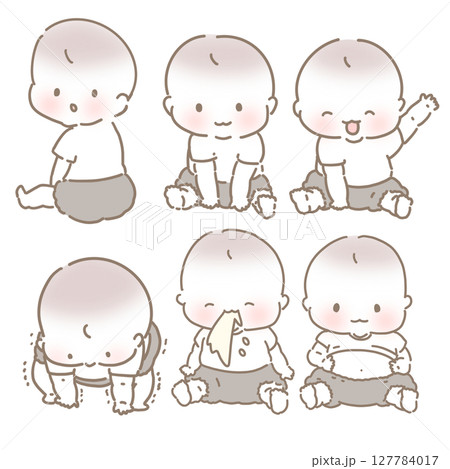 かわいい赤ちゃんのイラストセット 127784017
