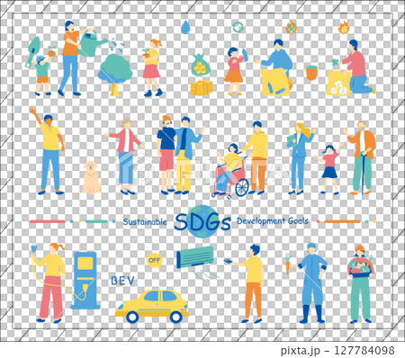 SDGs　持続可能な社会　人物イラスト素材集 127784098