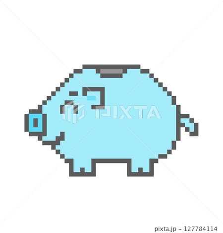 豚預金箱_ドット絵(青) 豚預金箱_ドット絵(青) 127784114