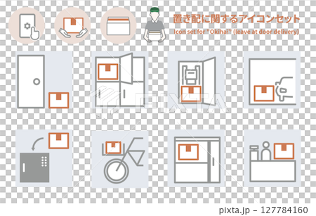 Icon set for delivery, shipping, and courier services 127784160