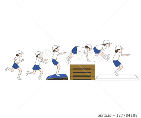 とび箱の跳び方　背景透過 127784188
