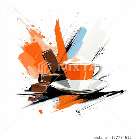 Delicious dessert drink with whipped cream and chocolate Delicious dessert drink with whipped cream and chocolate 127784613