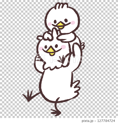 Illustration of a white bird riding on someone's shoulders 127784724