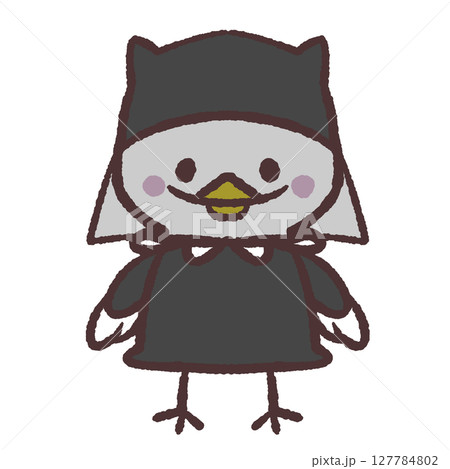 黒子に扮した白い鳥のイラスト 127784802