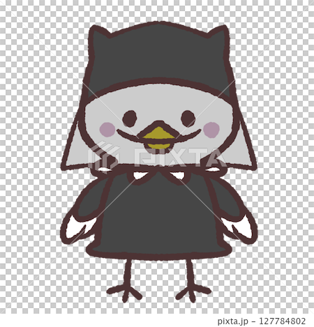 黒子に扮した白い鳥のイラスト 127784802