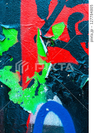 Vibrant Abstract Graffiti Peel in Neon Green, Red, Blue for Urban 80s, 90s Style Vibrant Abstract Graffiti Peel in Neon Green, Red, Blue for Urban 80s, 90s Style 127784805
