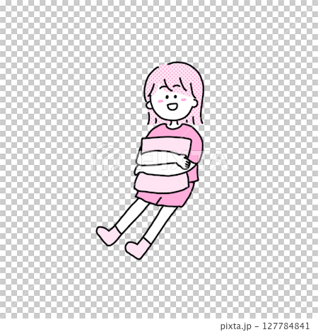 クッションを抱えてリラックスする女の子 クッションを抱えてリラックスする女の子 127784841