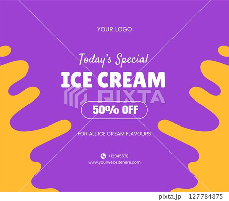 Fresh Ice Cream Flavor of the Day Social Media Post in Flat Illustration Fresh Ice Cream Flavor of the Day Social Media Post in Flat Illustration 127784875