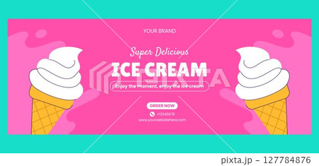 Ice Cream Flavor Social Media Cover Vector Template in Hand-Drawn Style Ice Cream Flavor Social Media Cover Vector Template in Hand-Drawn Style 127784876