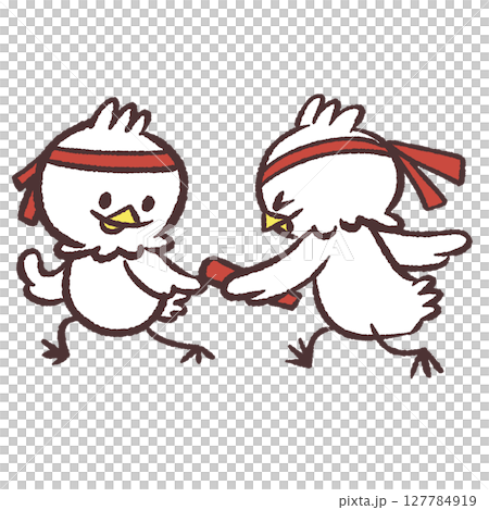 バトン渡す白い鳥のイラスト 127784919