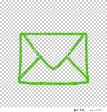 Simple cute green email illustration letter envelope icon material crayon style 127784956