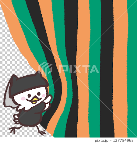 Kabuki curtain opening white bird illustration 127784968