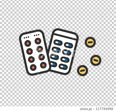 Illustrations of tablets, capsules, oral medications, and oral medications Illustrations of tablets, capsules, oral medications, and oral medications 127784998