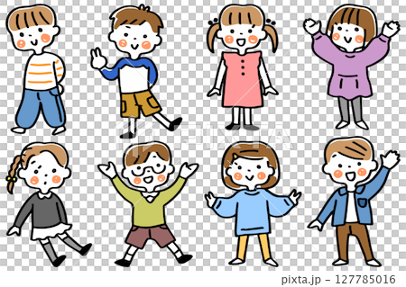 Children's full-body illustration set ① 127785016