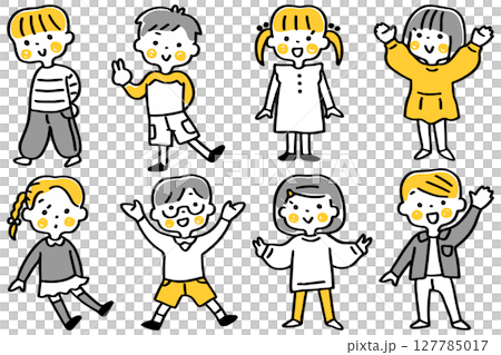 こどもたちの全身イラストセット② 127785017
