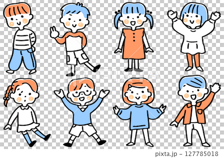 こどもたちの全身イラストセット③ こどもたちの全身イラストセット③ 127785018