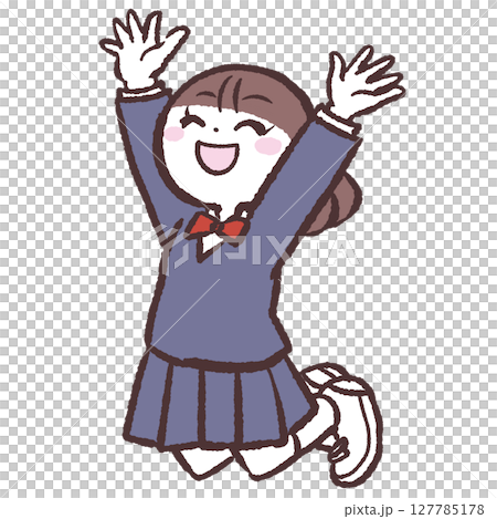 一名女學生跳躍的插圖 一名女學生跳躍的插圖 127785178