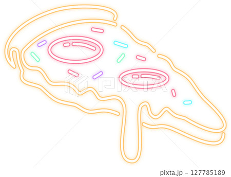 Neon Glow Pizza Slice Illustration 127785189