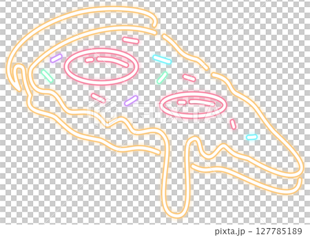 Neon Glow Pizza Slice Illustration 127785189