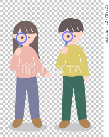 透過放大鏡看的年輕夫婦 透過放大鏡看的年輕夫婦 127785225