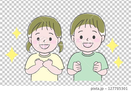 ワクワクしている男の子と女の子 ワクワクしている男の子と女の子 127785301