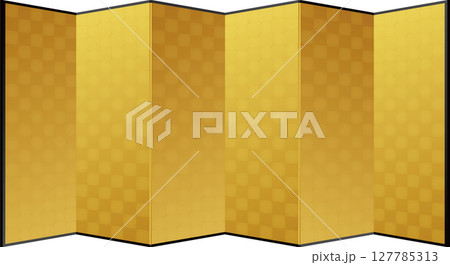 日本の伝統的間仕切り家具、金屏風のイラスト 127785313