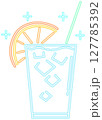 Neon Glow Summer Cocktail with Orange Slice Illustration	 127785392