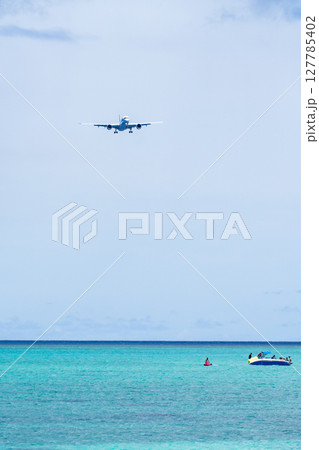 17エンドビーチに舞い降りる大型旅客機 127785402