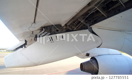 Zurich, Switzerland, April 15, 2015: Inflight View with Wing and Engines Zurich, Switzerland, April 15, 2015: Inflight View with Wing and Engines 127785551