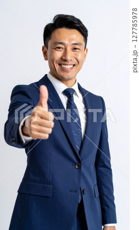 グッドポーズをとるビジネスマン（AI生成画像） 127785978