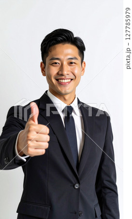 グッドポーズをとるビジネスマン（AI生成画像） 127785979