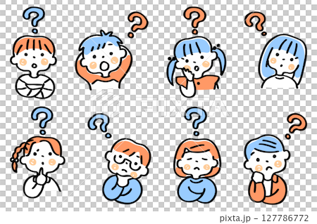 疑問を感じるこどもたちのイラストセット③ 疑問を感じるこどもたちのイラストセット③ 127786772