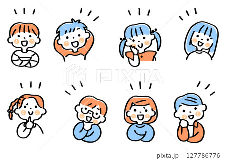 何かを思いつくこどもたちのイラストセット③ 何かを思いつくこどもたちのイラストセット③ 127786776