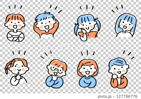 何かを思いつくこどもたちのイラストセット③ 何かを思いつくこどもたちのイラストセット③ 127786776