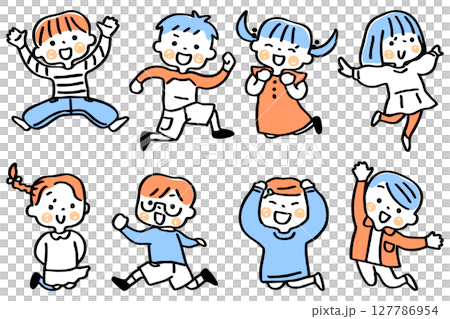 Jumping children illustration set ③ 127786954