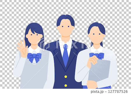 Three men and women wearing blazer uniforms Supporting high school students Vector illustration material 127787526